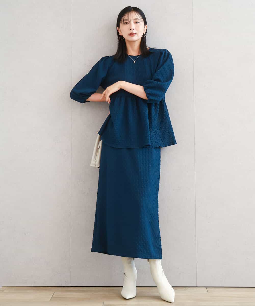 FKHAD30150 MK MICHEL KLEIN(MK ミッシェルクラン) エンボス加工ナロースカート/洗える ダークグレー
