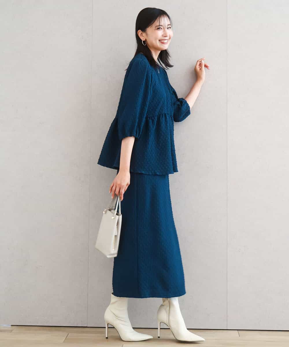 FKHAD30150 MK MICHEL KLEIN(MK ミッシェルクラン) エンボス加工ナロースカート/洗える ダークグレー