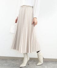 FKHAD38170 MK MICHEL KLEIN(MK ミッシェルクラン) レザー調ランダムプリーツスカート/洗える ベージュ