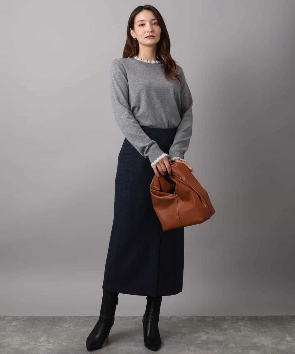 FKHAD45160 MK MICHEL KLEIN(MK ミッシェルクラン) ガンクラブチェック柄ナロースカート/洗える ベージュ