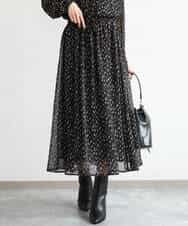 FKHAG47150 MK MICHEL KLEIN(MK ミッシェルクラン) [洗える]ニュアンスレオパード柄シフォンスカート ベージュ