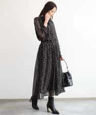 FKHAG47150 MK MICHEL KLEIN(MK ミッシェルクラン) [洗える]ニュアンスレオパード柄シフォンスカート ベージュ