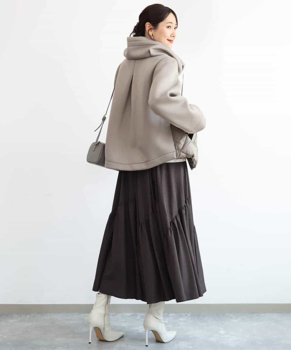 FKHAG55180 MK MICHEL KLEIN(MK ミッシェルクラン) [洗える]ギャザー切替えデザインタフタスカート ブラック