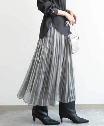 FKHAG56180 MK MICHEL KLEIN [洗える]シャイニーサテンプリーツスカート