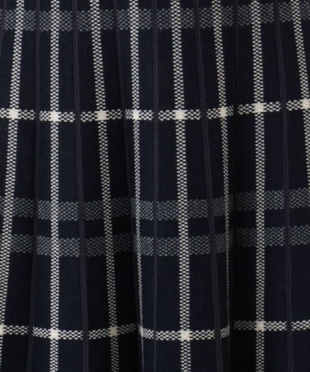 FKHAG58180 MK MICHEL KLEIN(MK ミッシェルクラン) [洗える]バイアスチェック柄プリーツニットスカート ネイビー