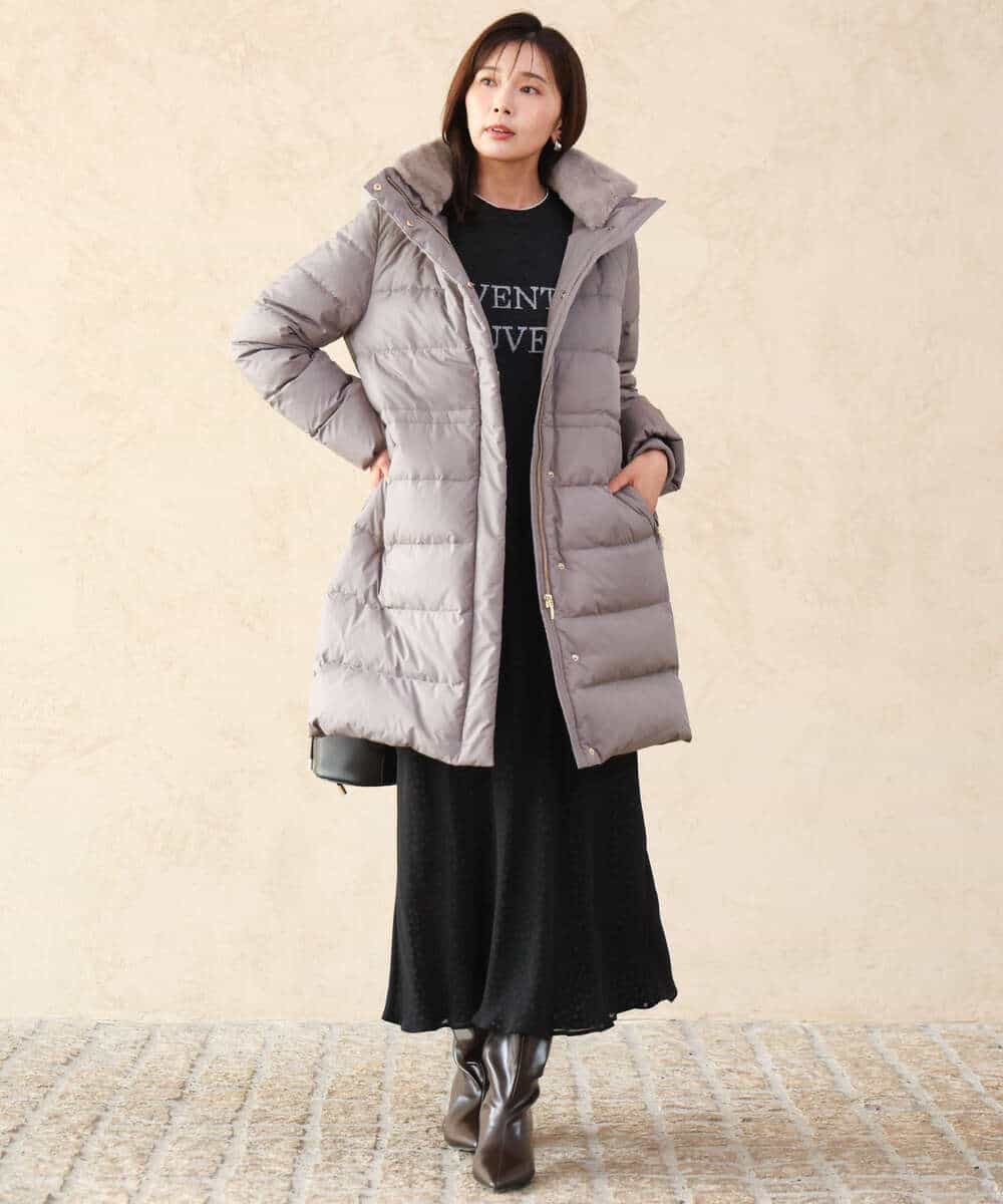 FKHAG63200 MK MICHEL KLEIN(MK ミッシェルクラン) [洗える]レオパードシフォンナロースカート ブラウン