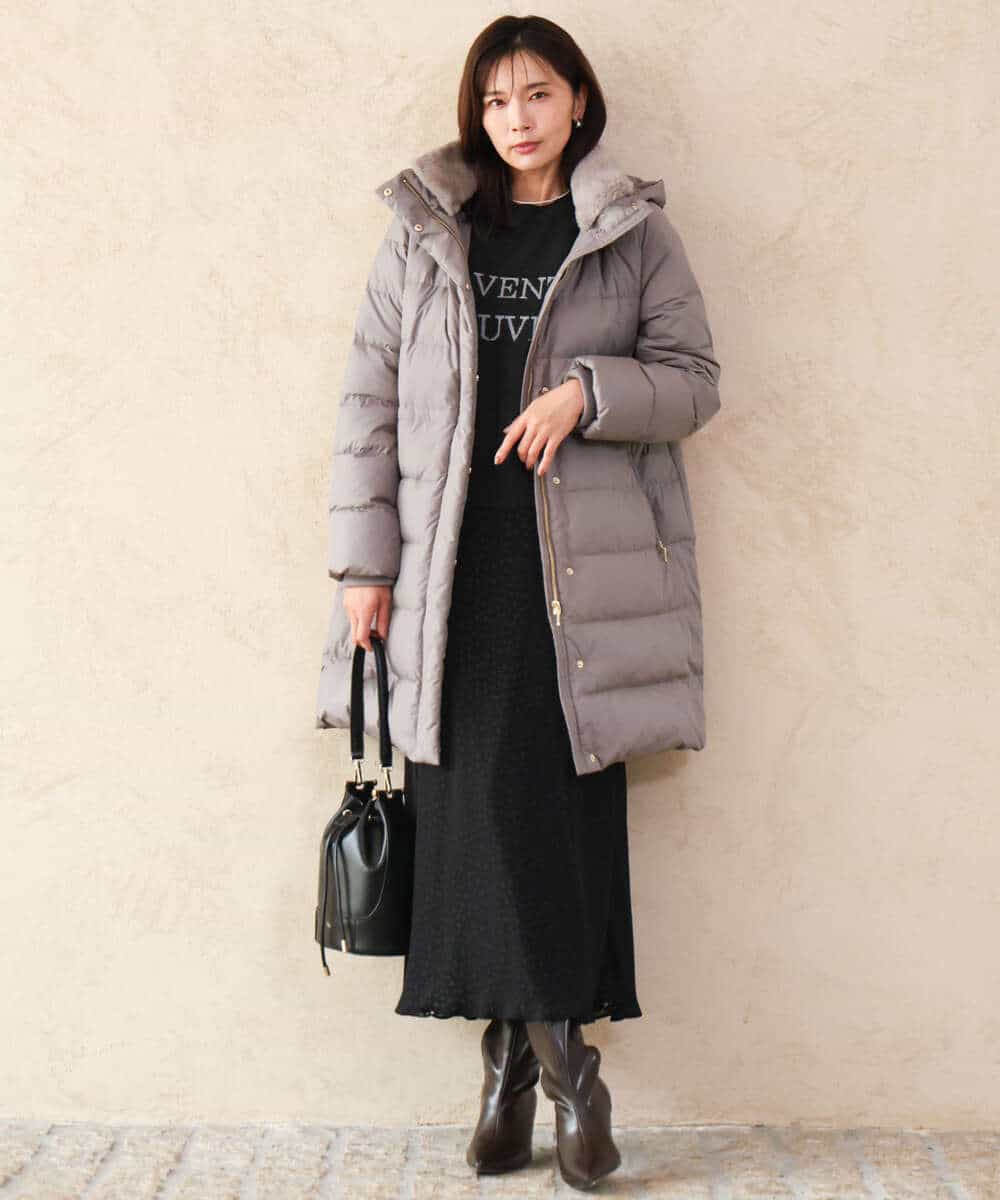 FKHAG63200 MK MICHEL KLEIN(MK ミッシェルクラン) [洗える]レオパードシフォンナロースカート ブラウン