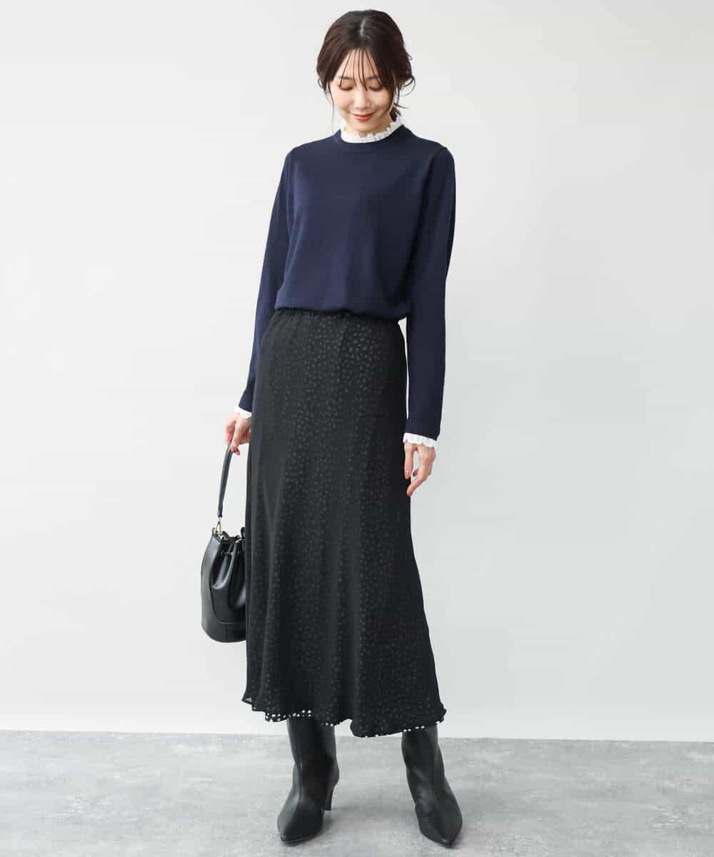 FKHAG63200 MK MICHEL KLEIN(MK ミッシェルクラン) [洗える]レオパードシフォンナロースカート ブラウン