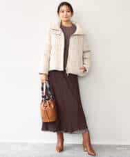 FKHAG63200 MK MICHEL KLEIN(MK ミッシェルクラン) [洗える]レオパードシフォンナロースカート ブラウン