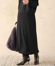 FKHAG63200 MK MICHEL KLEIN(MK ミッシェルクラン) [洗える]レオパードシフォンナロースカート ブラック
