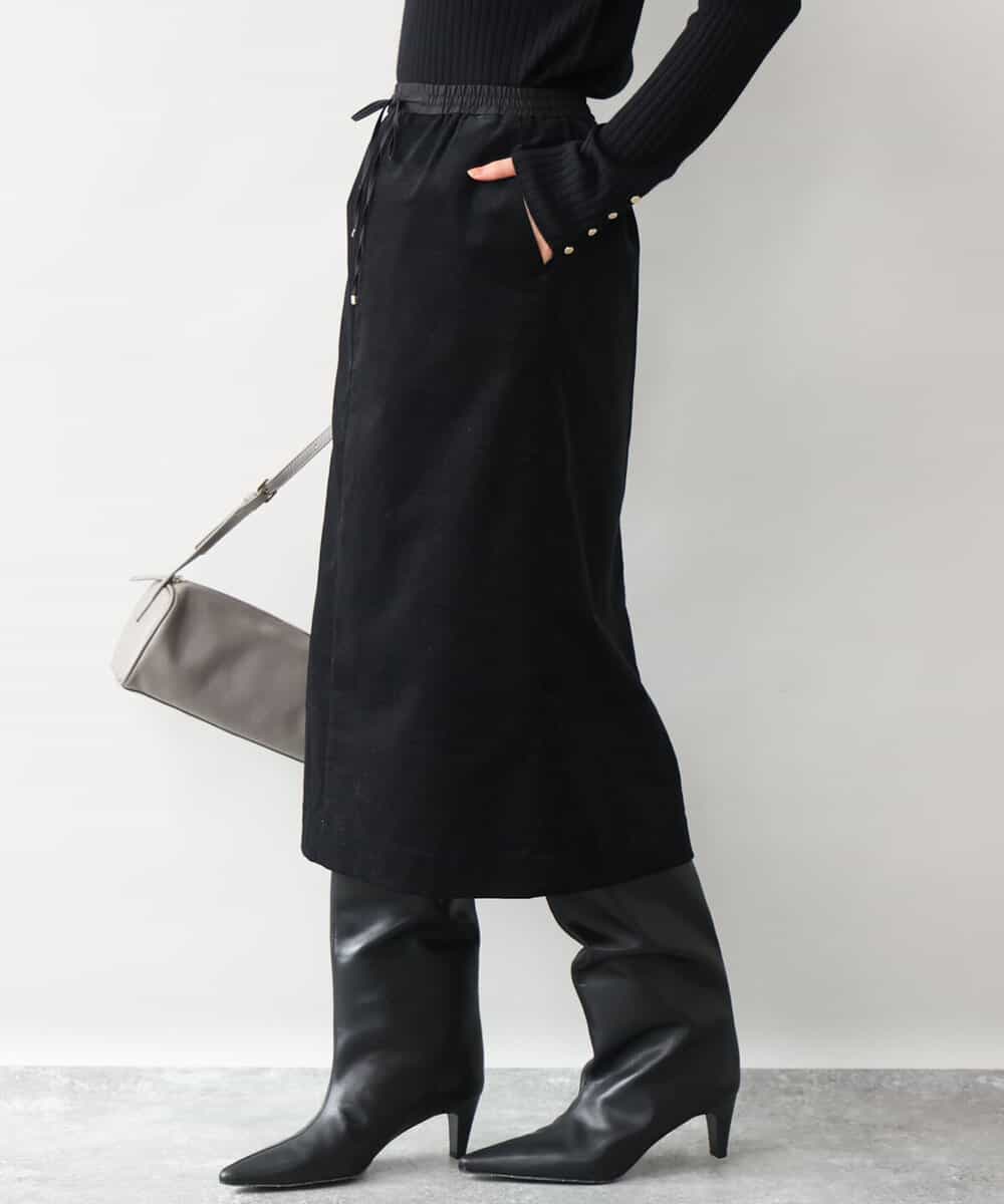 FKHAG64180 MK MICHEL KLEIN(MK ミッシェルクラン) [洗える]ドロスト コーデュロイスカート ベージュ