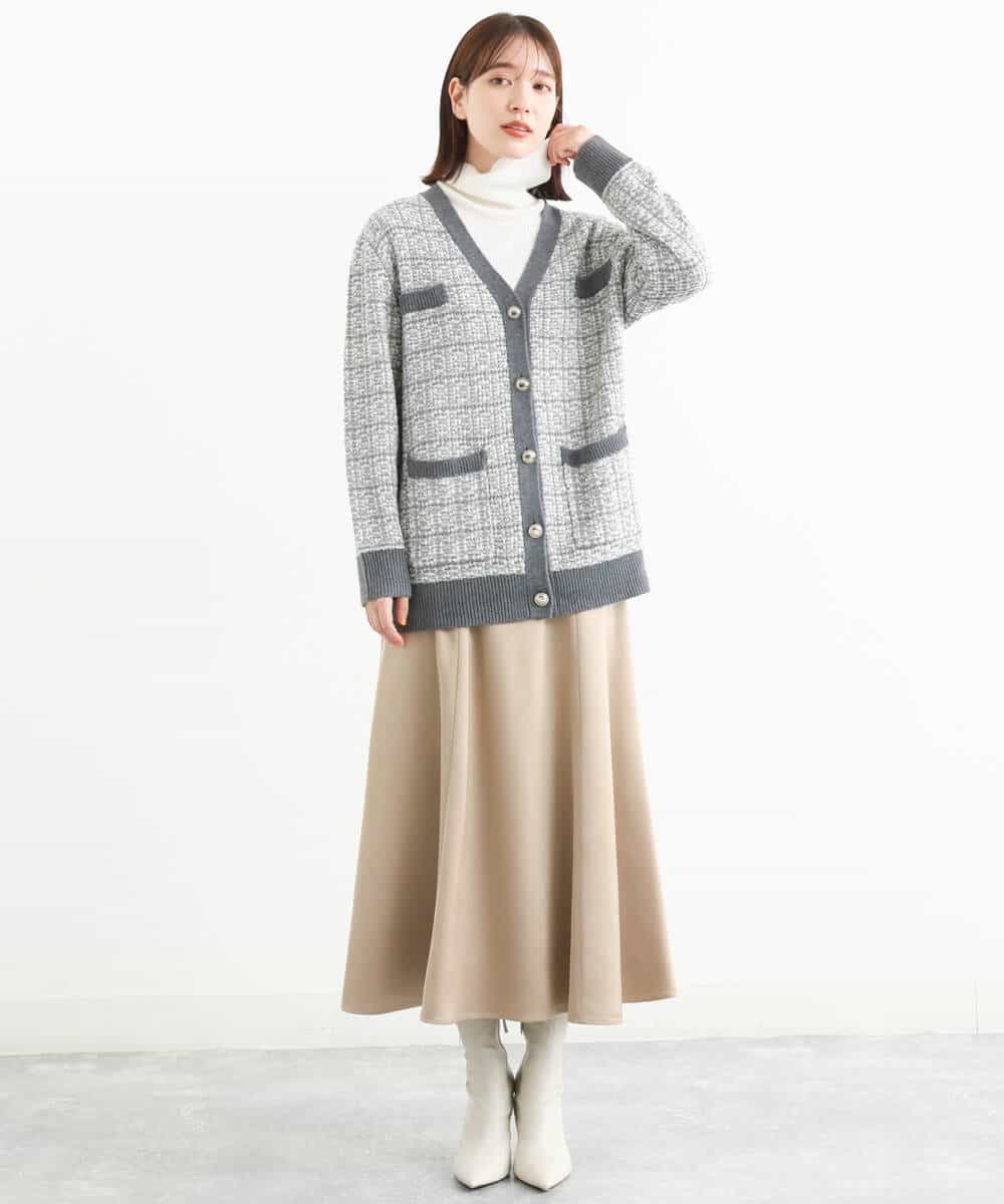 FKHAS40170 MK MICHEL KLEIN(MK ミッシェルクラン) サテン地ナロースカート/洗える ベージュ