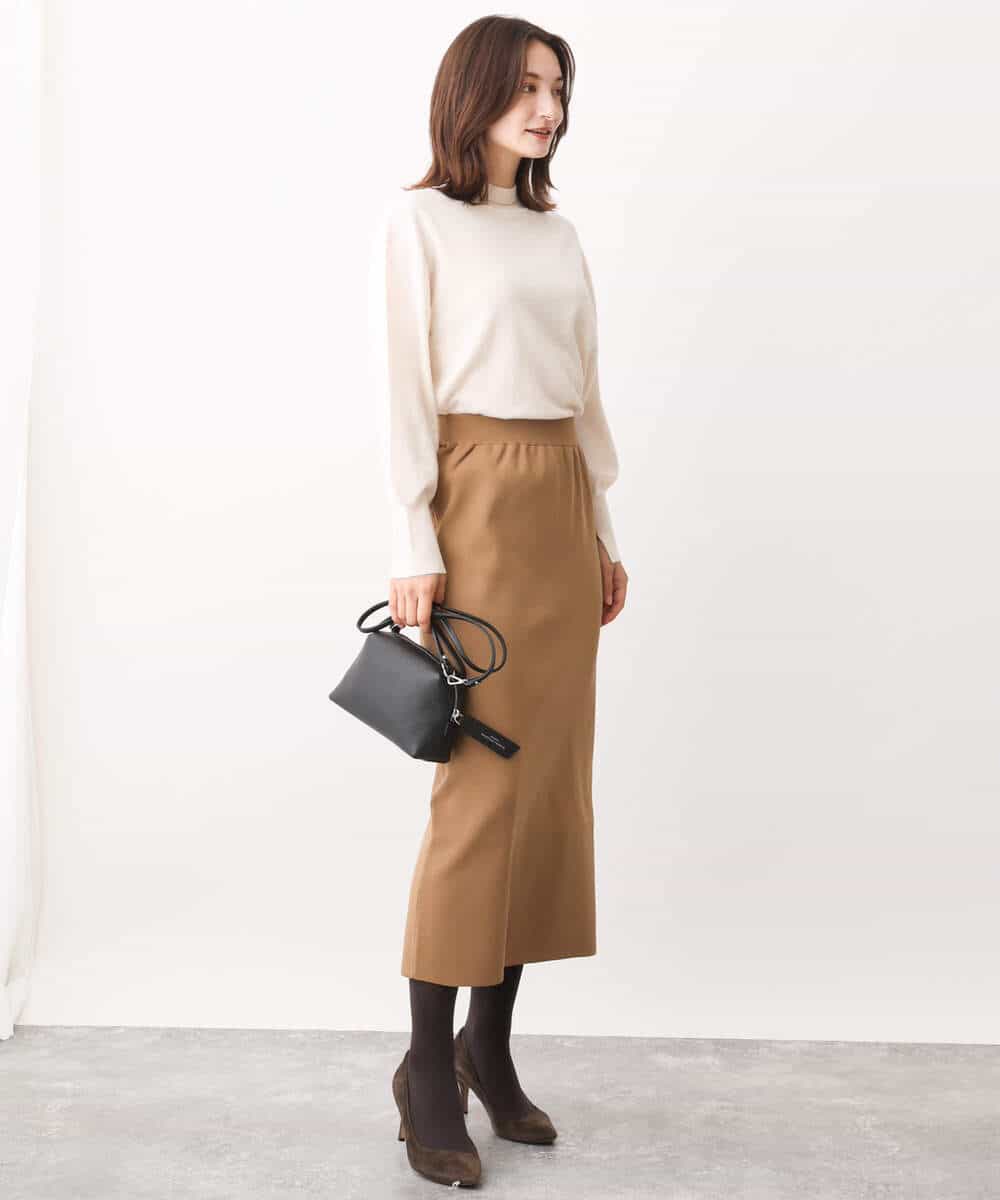 FKHAV02130 MK MICHEL KLEIN(MK ミッシェルクラン) スポンディッシュストレートニットスカート/洗える キャメル