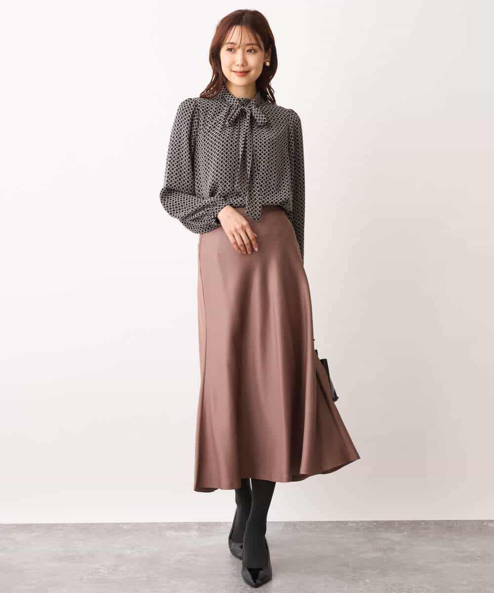 FKHAV50150 MK MICHEL KLEIN(MK ミッシェルクラン) サテンフレアスカート/洗える パープル