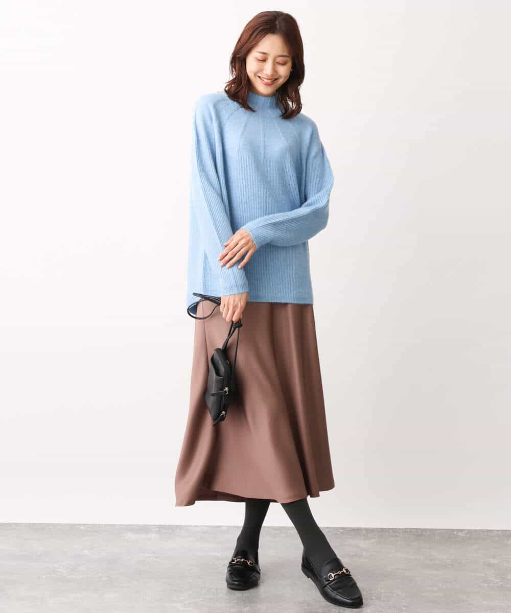 FKHAV50150 MK MICHEL KLEIN(MK ミッシェルクラン) サテンフレアスカート/洗える パープル