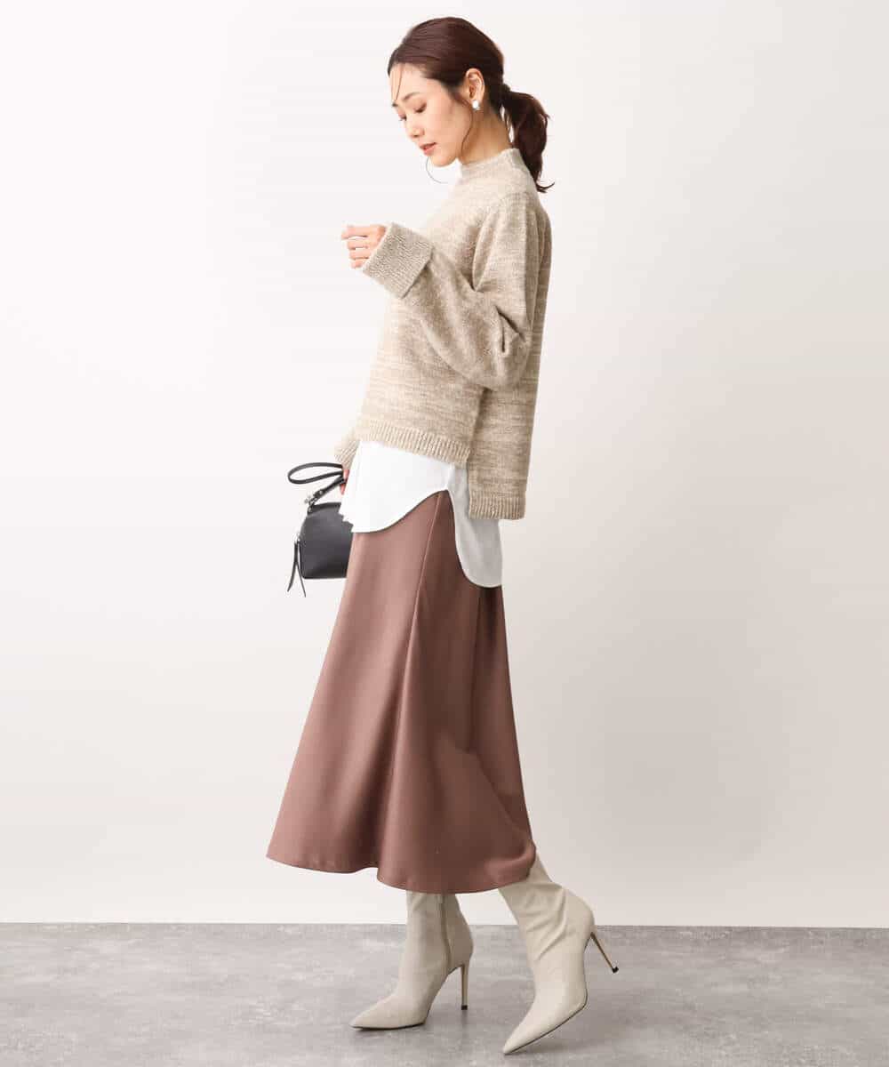 FKHAV50150 MK MICHEL KLEIN(MK ミッシェルクラン) サテンフレアスカート/洗える パープル