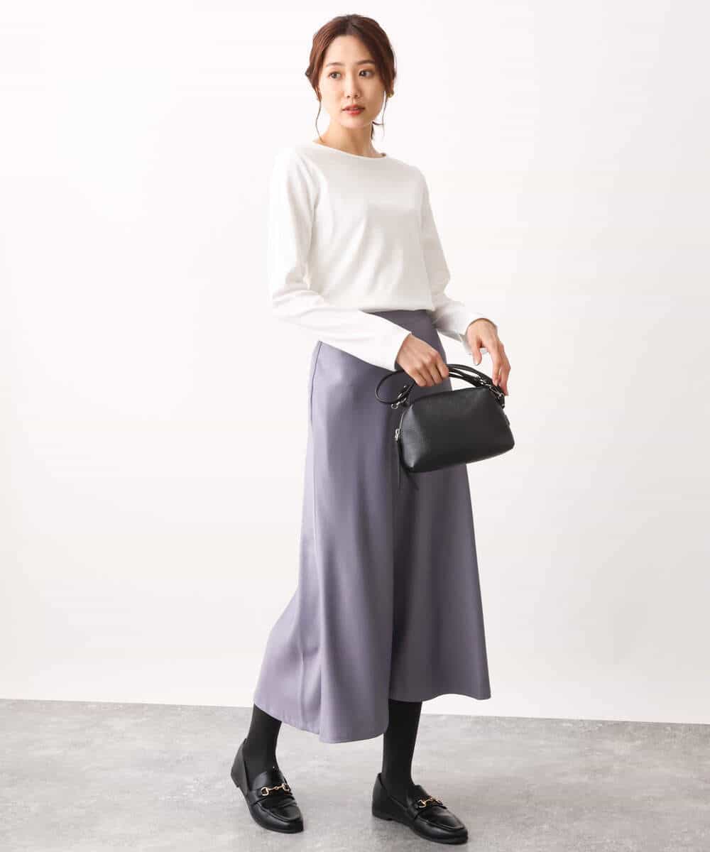 FKHAV50150 MK MICHEL KLEIN(MK ミッシェルクラン) サテンフレアスカート/洗える パープル