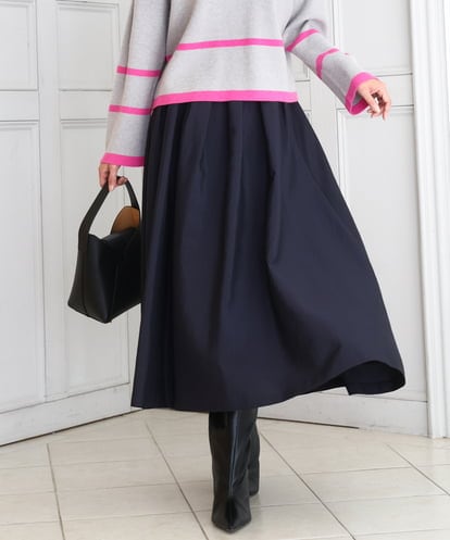 FKHBD57170 MK MICHEL KLEIN ヴィンテージ加工タックギャザースカート/洗える