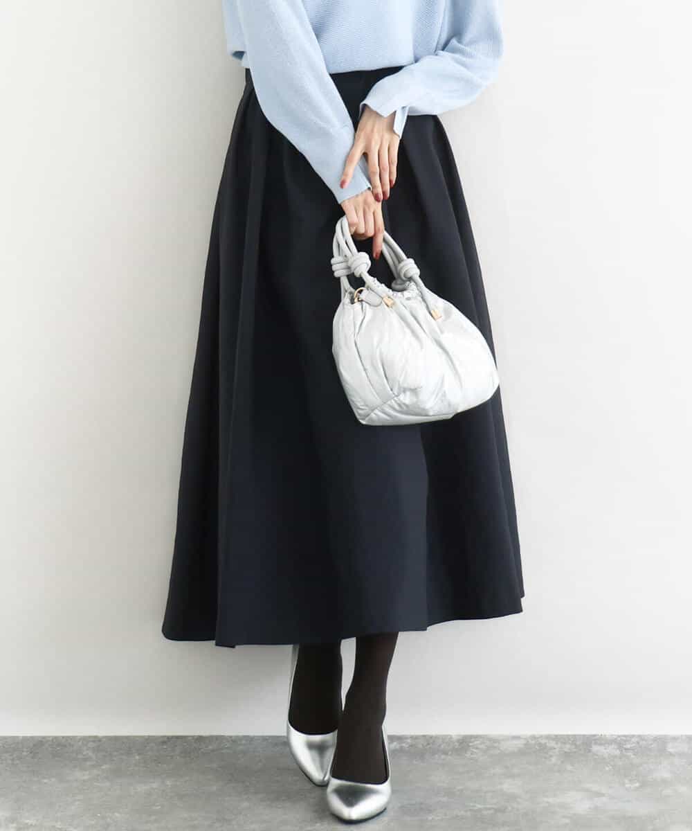 FKHBD57170 MK MICHEL KLEIN(MK ミッシェルクラン) ヴィンテージ加工タックギャザースカート/洗える ベージュ