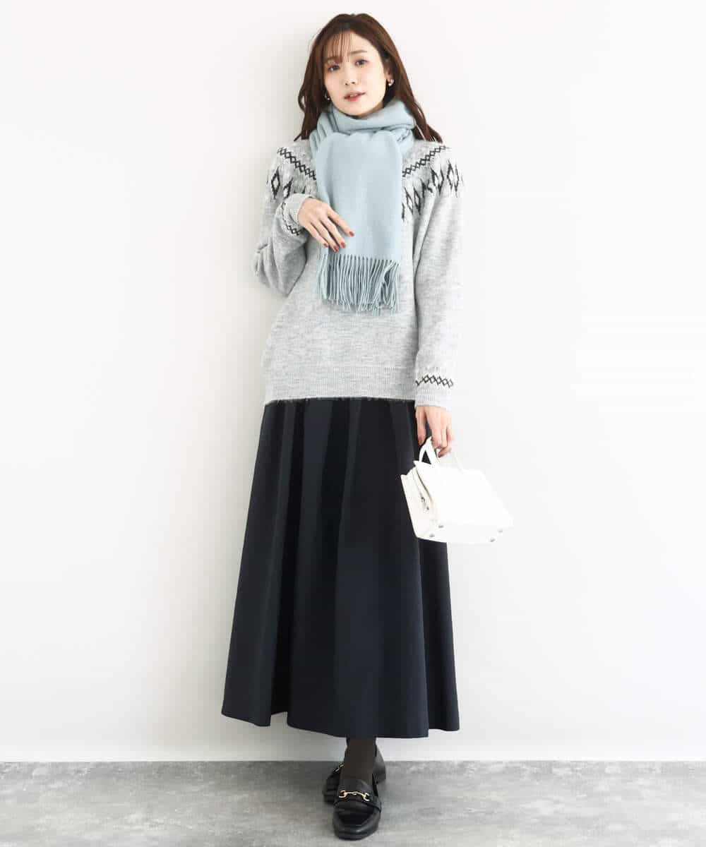 FKHBD57170 MK MICHEL KLEIN(MK ミッシェルクラン) ヴィンテージ加工タックギャザースカート/洗える ベージュ