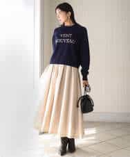 FKHBD57170 MK MICHEL KLEIN(MK ミッシェルクラン) ヴィンテージ加工タックギャザースカート/洗える ベージュ