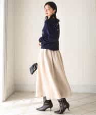 FKHBD57170 MK MICHEL KLEIN(MK ミッシェルクラン) ヴィンテージ加工タックギャザースカート/洗える ベージュ