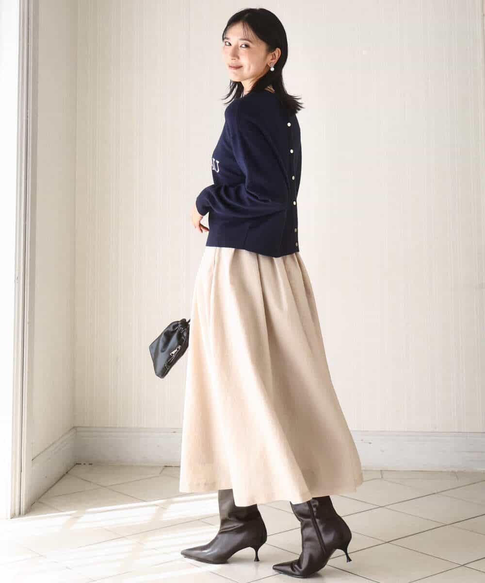 FKHBD57170 MK MICHEL KLEIN(MK ミッシェルクラン) ヴィンテージ加工タックギャザースカート/洗える ベージュ