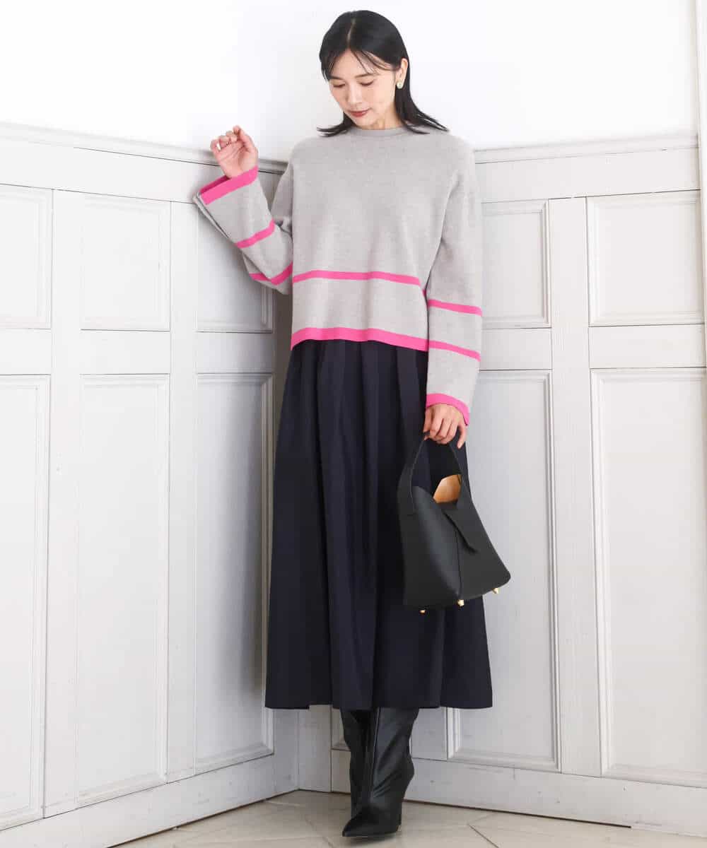 FKHBD57170 MK MICHEL KLEIN(MK ミッシェルクラン) ヴィンテージ加工タックギャザースカート/洗える ベージュ