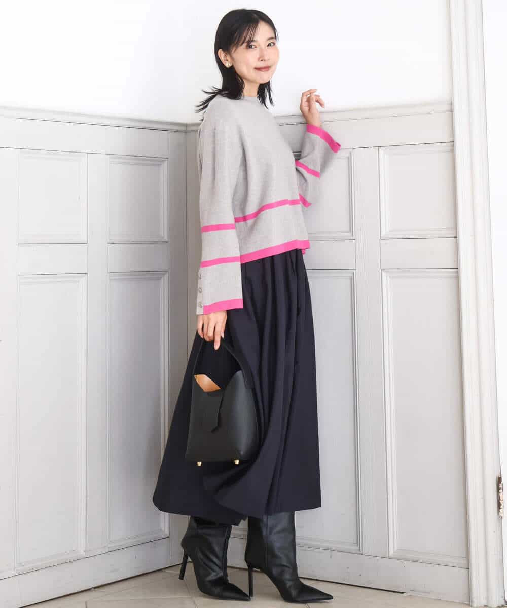 FKHBD57170 MK MICHEL KLEIN(MK ミッシェルクラン) ヴィンテージ加工タックギャザースカート/洗える ベージュ