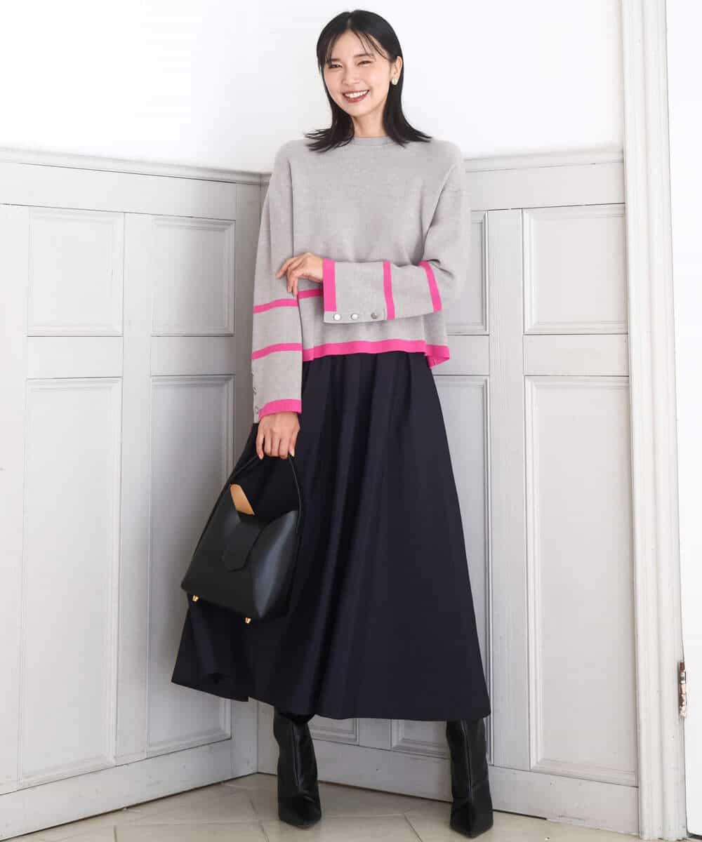 FKHBD57170 MK MICHEL KLEIN(MK ミッシェルクラン) ヴィンテージ加工タックギャザースカート/洗える ベージュ