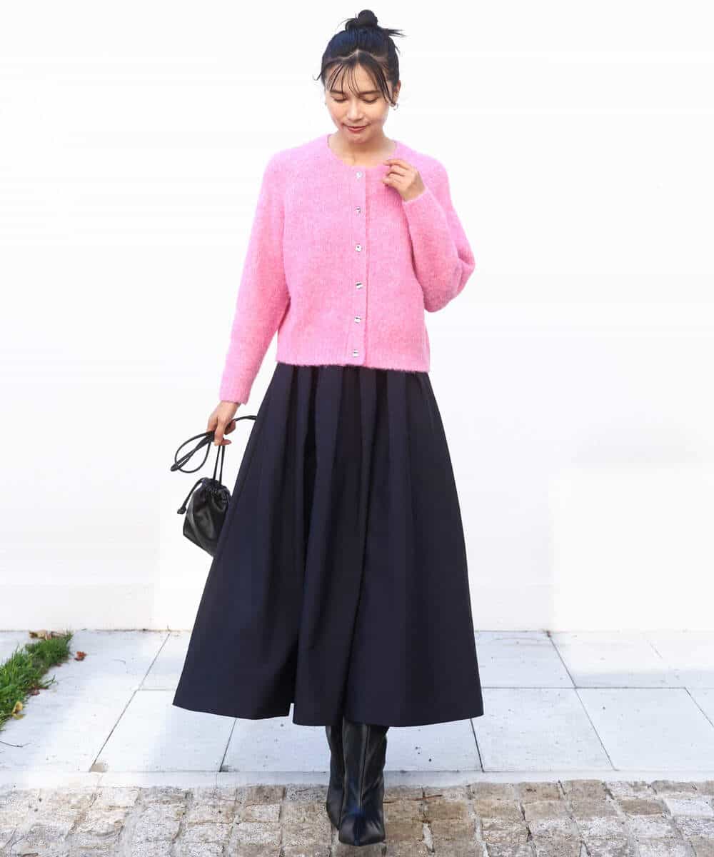 FKHBD57170 MK MICHEL KLEIN(MK ミッシェルクラン) ヴィンテージ加工タックギャザースカート/洗える ベージュ