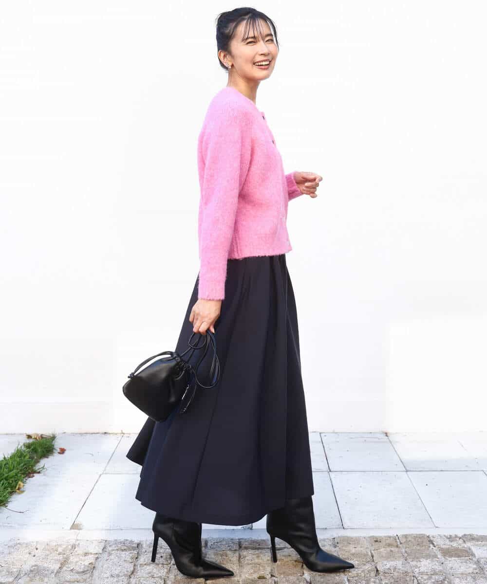 FKHBD57170 MK MICHEL KLEIN(MK ミッシェルクラン) ヴィンテージ加工タックギャザースカート/洗える ベージュ