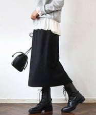 FKHBD58170 MK MICHEL KLEIN(MK ミッシェルクラン) ループネップツイードIラインスカート/洗える ブラック