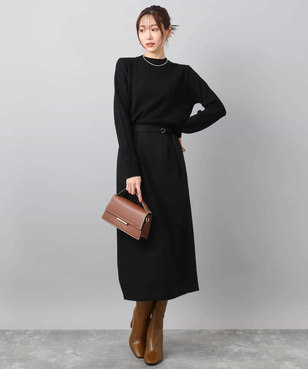 FKHBD58170 MK MICHEL KLEIN(MK ミッシェルクラン) ループネップツイードIラインスカート/洗える アイボリー