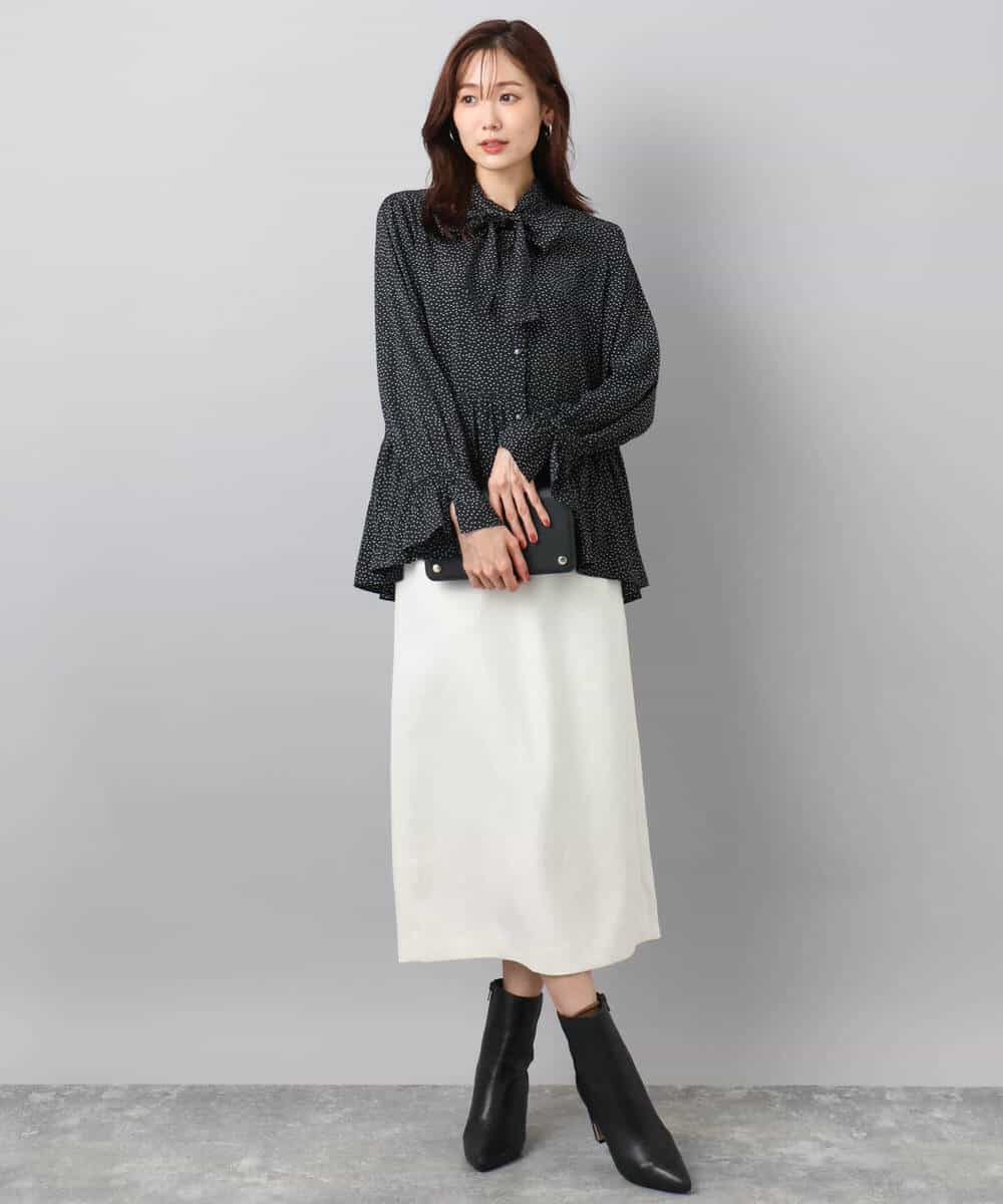 FKHBD58170 MK MICHEL KLEIN(MK ミッシェルクラン) ループネップツイードIラインスカート/洗える アイボリー