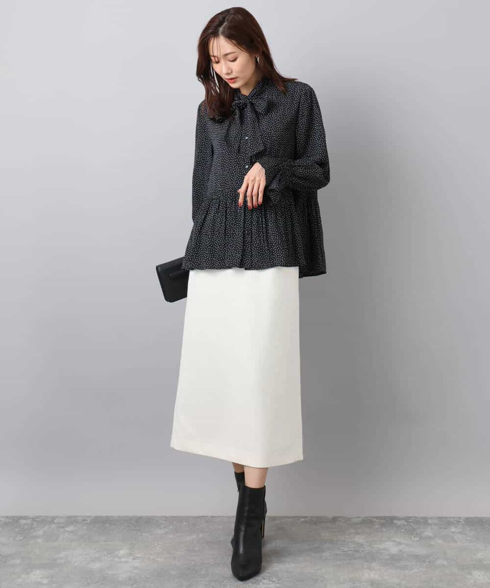 FKHBD58170 MK MICHEL KLEIN(MK ミッシェルクラン) ループネップツイードIラインスカート/洗える アイボリー