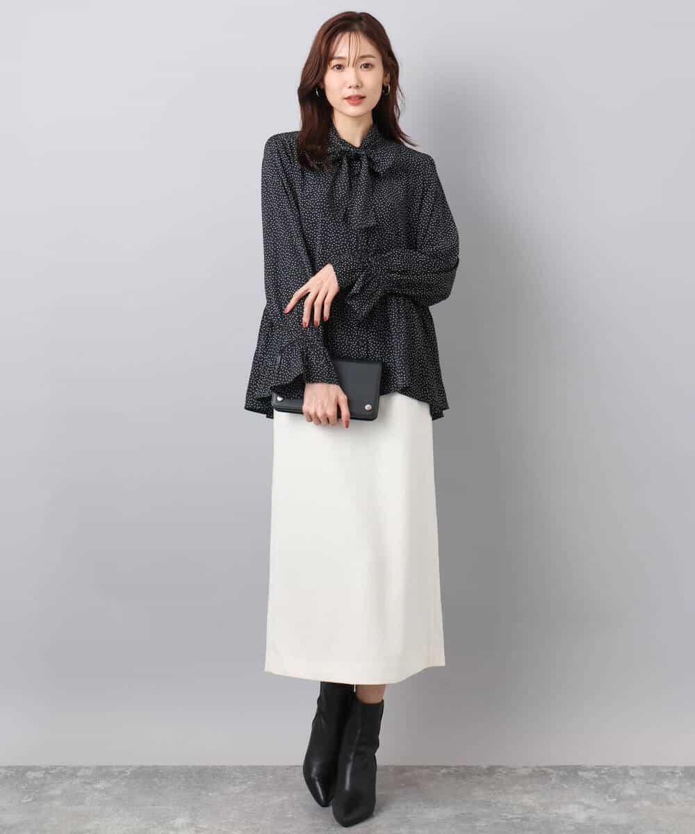 FKHBD58170 MK MICHEL KLEIN(MK ミッシェルクラン) ループネップツイードIラインスカート/洗える アイボリー