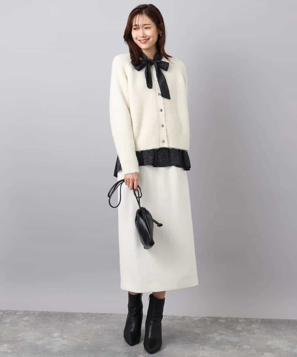 FKHBD58170 MK MICHEL KLEIN(MK ミッシェルクラン) ループネップツイードIラインスカート/洗える アイボリー