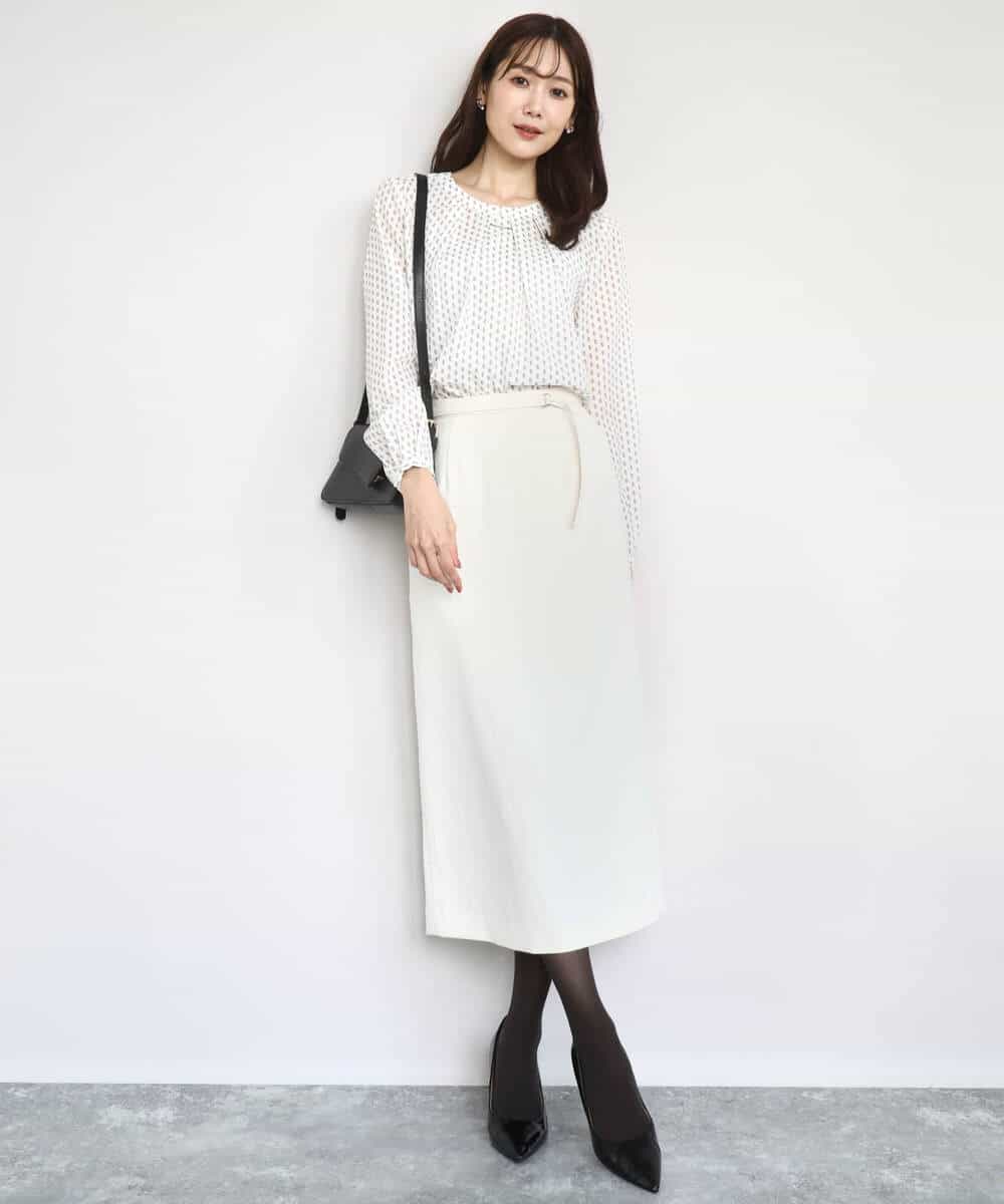FKHBD58170 MK MICHEL KLEIN(MK ミッシェルクラン) ループネップツイードIラインスカート/洗える アイボリー