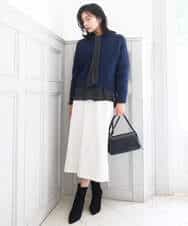 FKHBD58170 MK MICHEL KLEIN(MK ミッシェルクラン) ループネップツイードIラインスカート/洗える アイボリー