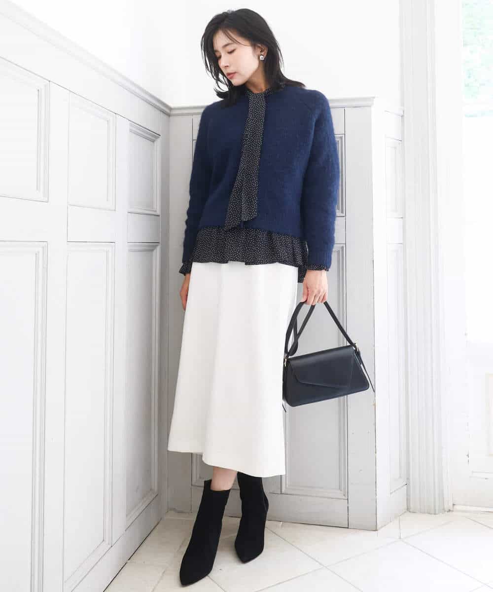 FKHBD58170 MK MICHEL KLEIN(MK ミッシェルクラン) ループネップツイードIラインスカート/洗える アイボリー