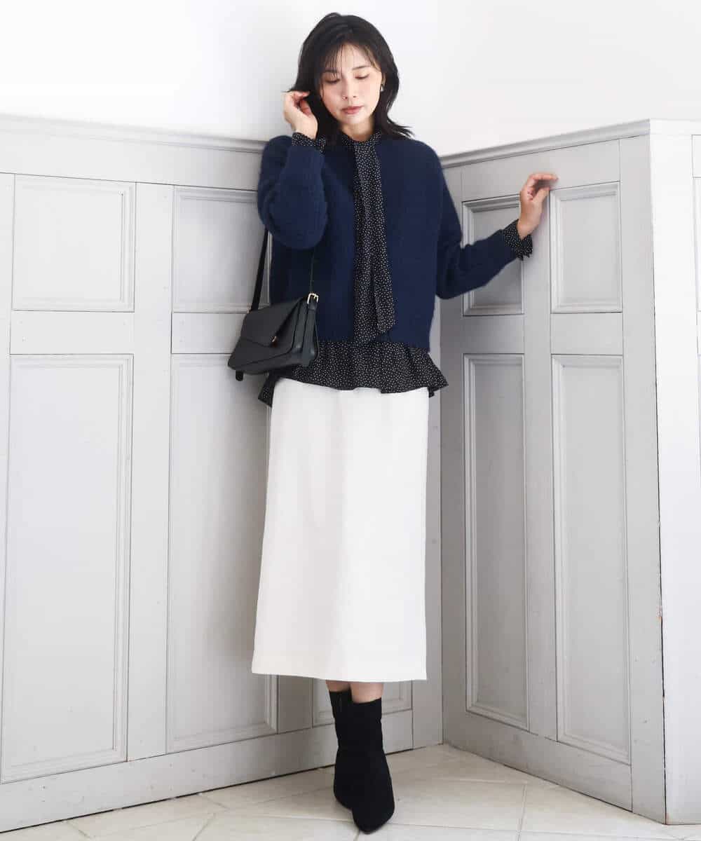 FKHBD58170 MK MICHEL KLEIN(MK ミッシェルクラン) ループネップツイードIラインスカート/洗える アイボリー