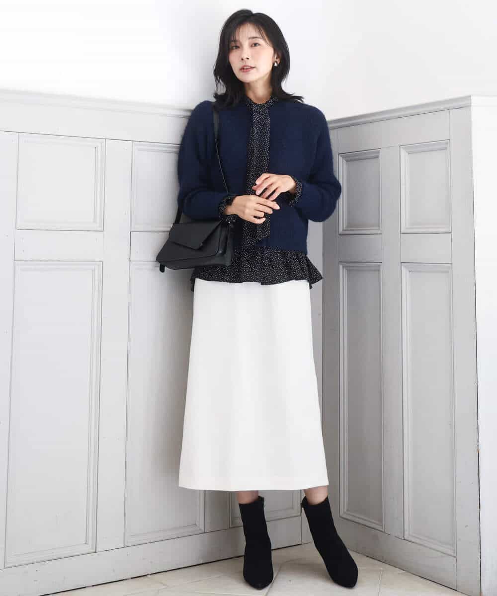 FKHBD58170 MK MICHEL KLEIN(MK ミッシェルクラン) ループネップツイードIラインスカート/洗える アイボリー