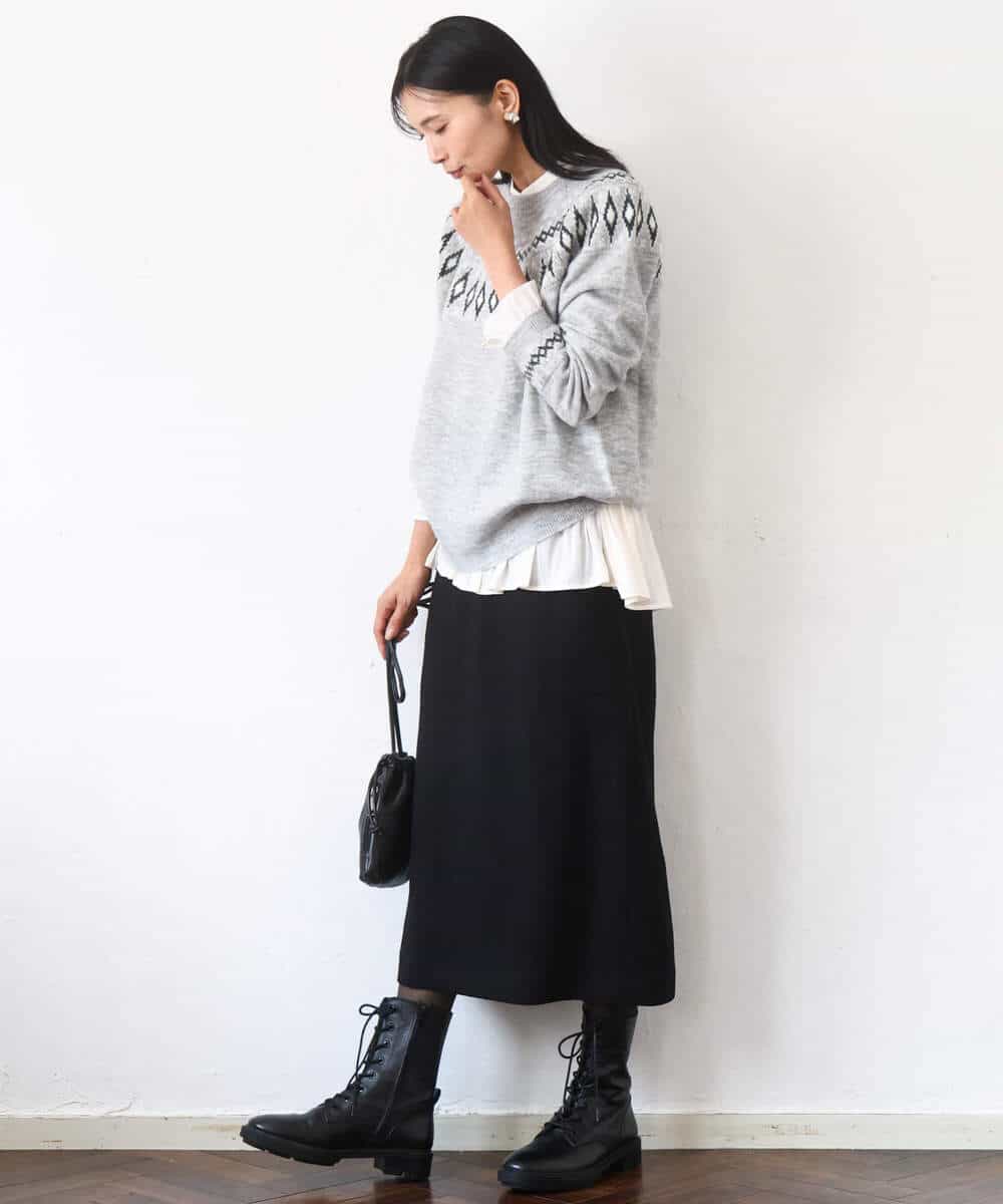 FKHBD58170 MK MICHEL KLEIN(MK ミッシェルクラン) ループネップツイードIラインスカート/洗える アイボリー