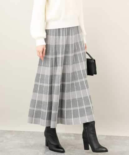 FKHDA04170 MK MICHEL KLEIN チェック柄プリーツニットスカート/洗える
