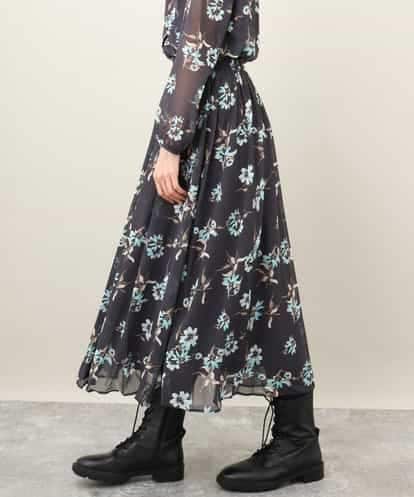 FKHDA06140 MK MICHEL KLEIN 花柄シフォンスカート/洗える