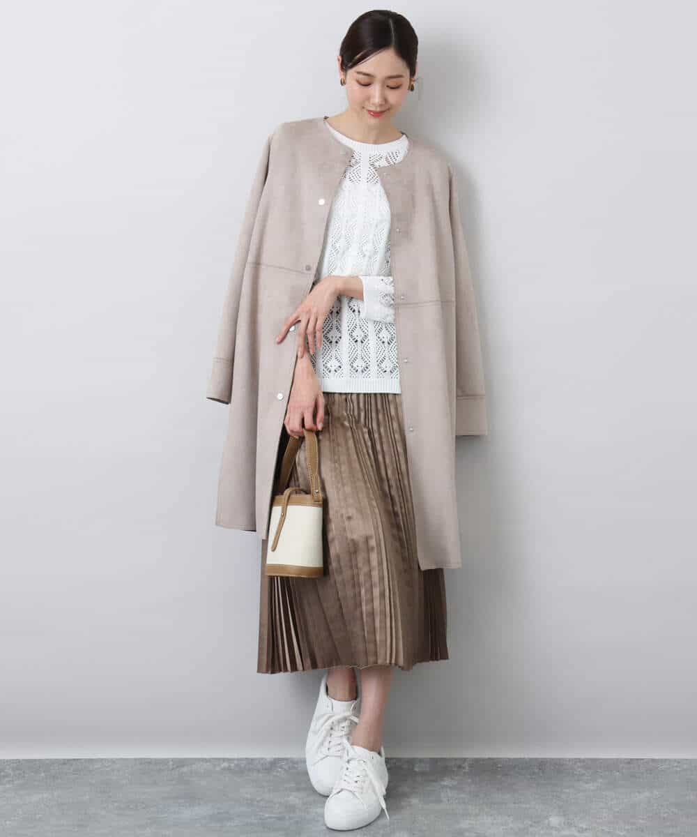 FKHDA62160 MK MICHEL KLEIN(MK ミッシェルクラン) シャイニーサテンプリーツスカート/洗える ブロンズ