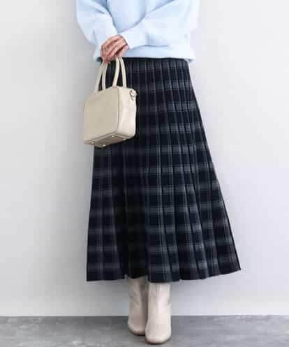 FKHDD01170  チェック柄プリーツニットスカート/洗える