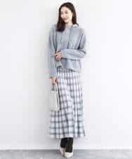 FKHDD01170 MK MICHEL KLEIN(MK ミッシェルクラン) チェック柄プリーツニットスカート/洗える ネイビー