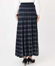 FKHDD01170 MK MICHEL KLEIN(MK ミッシェルクラン) チェック柄プリーツニットスカート/洗える ネイビー